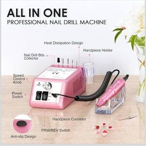 Pink Professional Nail Drill Machine + mini LED UV Gel light + EXTRA GOODIES💝